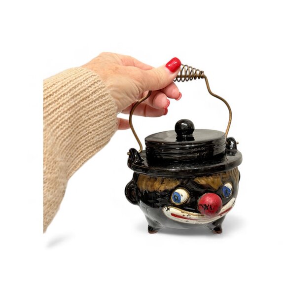 1940's Thames Red Ware Americana Clown Face Grease Pot - Picture 5 of 16